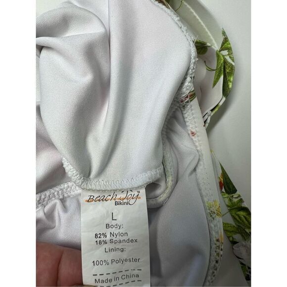Beach Toy Swimsuit Size L Floral print White Red - Picture 3 of 12